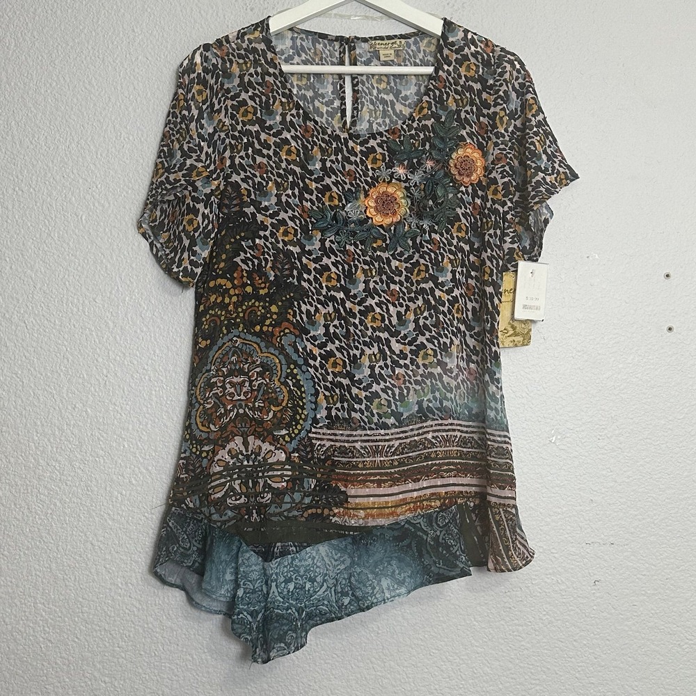Womens NWT Blouse Small‎ Sheer Boho